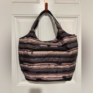 Lug Gondola Slouch Tote Bag Painted Pearl  Pattern Travel Double Handles Purple